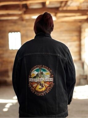 Country Roads "Take Me Home" Black Denim Jacket
